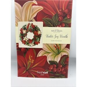 Life-size Mailable Pop-up Christmas Winter Paper Wreath 15" Wall Hang Centerpiec